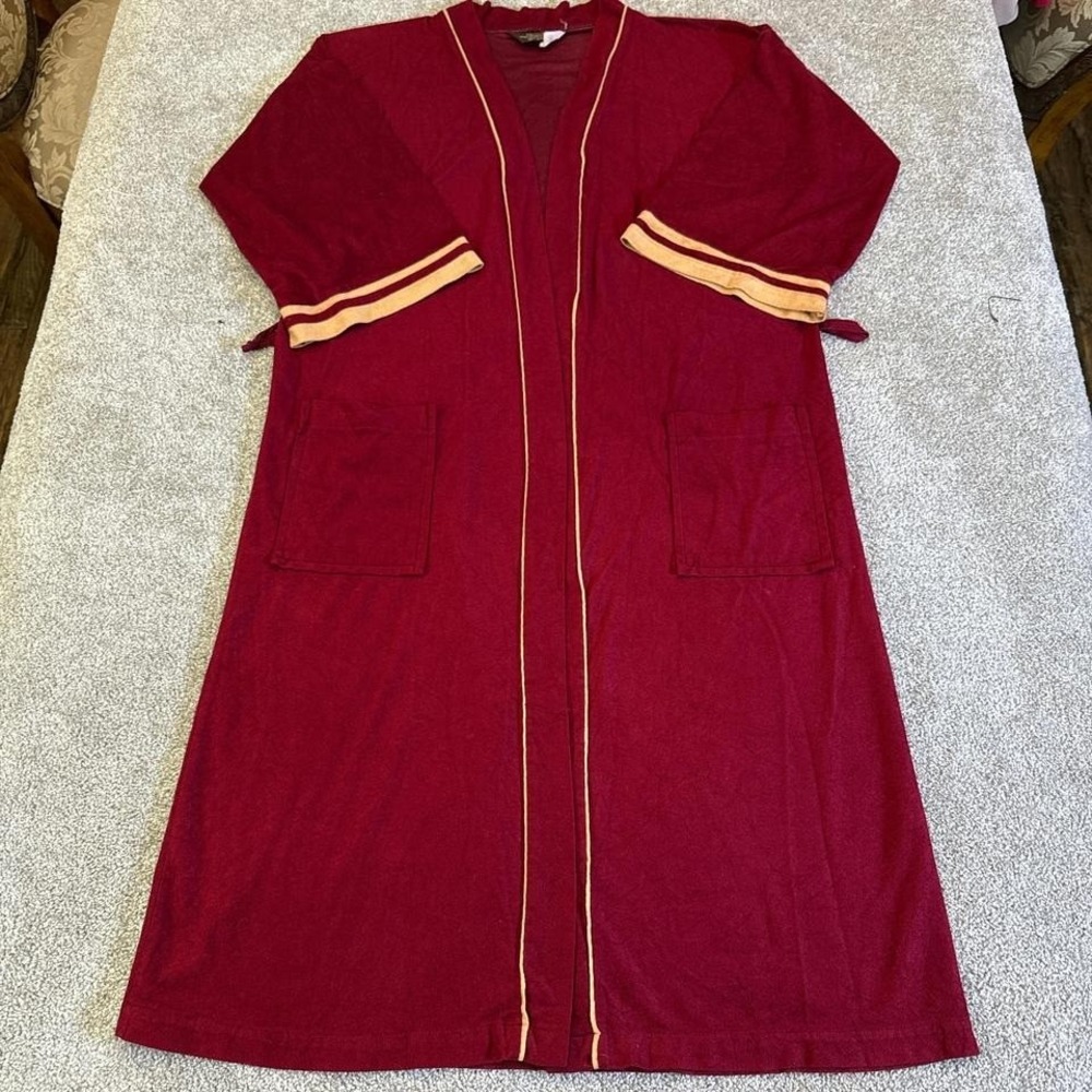 Sears Vintage 1970s Red Gold Robe USA Made Chest 36–48 Classic Retro Loungewear